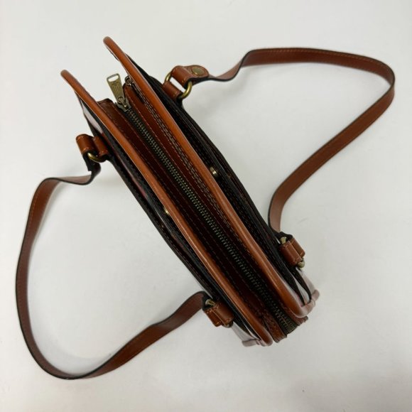 Patricia Nash Zip Close Expandable Floral Smooth Leather Tote Brown Orange Green - Picture 5 of 9